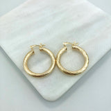 18K Gold Layered 27 mm Cylinder Twisted Hoops 21.0142