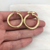 18K Gold Layered 27 mm Cylinder Twisted Hoops 21.0142