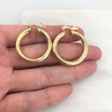 18K Gold Layered 21 mm Twisted Cylinder Hoops 21.0242