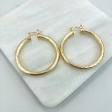 18K Gold Layered 38 mm Cylinder Twisted Hoops 21.0144