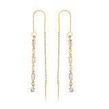 18K Gold Layered Multicolor Rhinestone Long Threader Earrings 21.0145/17