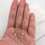 18K Gold Layered Multicolor Rhinestone Long Threader Earrings 21.0145/17