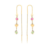 18K Gold Layered Multicolor Rhinestone Earrings with Heart In The Middle 21.0150/17