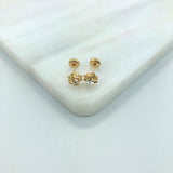 18K Gold Layered Cubic Zirconia Plugs Kids Earrings with Star Shape 21.0153/1/7