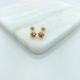 18K Gold Layered Cubic Zirconia Plugs Kids Earrings with Star Shape 21.0153/1/7