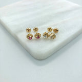 18K Gold Layered Cubic Zirconia Plugs Kids Earrings with Star Shape 21.0153/1/7