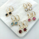 18K Gold Layered Rhinestone Lever Back Earrings 21.0166/1/2/3/6/7