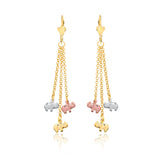 18K Gold Layered Tri-Color Elephants Design Drops in Rolo Link Cluster Earrings 21.0167