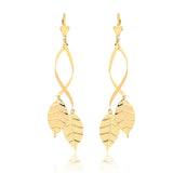 18K Gold Layered Double Leaves Design Drop Dangle Earrings 21.0173