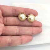 18K Gold Layered Pearl Cut in Half Stud Push-Back Earrings 21.0182/92