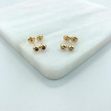 18K Gold Filled Oro Laminado Assorted Cubic Zirconia Colors Stud Ball Plugs Kids Earrings Wholesale 21.0196/1/3