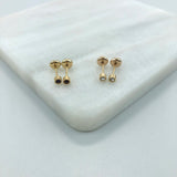 18K Gold Filled Oro Laminado Assorted Cubic Zirconia Colors Cylinder Stud Plugs Kids Earrings Wholesale 21.0198/1/3