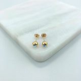 18K Gold Layered Assorted Cubic Zirconia Colors Stud Ball Plugs Kids Earrings 21.0201/1/6