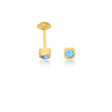 18K Gold Layered Blue Cubic Zirconia Stud Squircle Plugs Kids Earrings 21.0202/6