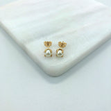 18K Gold Layered 6mm Pearl Stud Push Back Earrings 21.0207/92