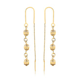 18K Gold Layered Texturized Three Stud Balls Drop Threader Earrings 21.0208