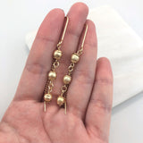 18K Gold Layered Texturized Three Stud Balls Drop Threader Earrings 21.0208