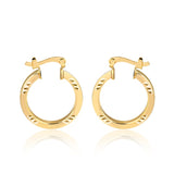 18K Gold Layered 20 mm Diamond Cutting Finish Cuboid Hoops 21.0210