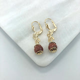 18K Gold Layered Venturina Stone & Pearl Drop Dangle Earrings 21.0213/16/92