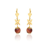 18K Gold Layered Venturina Stone & Pearl Drop Dangle Earrings 21.0213/16/92