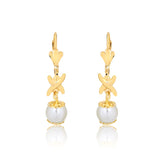 18K Gold Layered Venturina Stone & Pearl Drop Dangle Earrings 21.0213/16/92