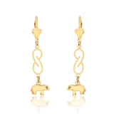 18K Gold Layered Cut Out Design with Elephant Drop Dangle Earrings 21.0215