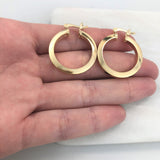 18K Gold Layered 25 mm Diamond Cutting Finish Cuboid Hoops 21.0218