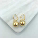 18K Gold Layered 12 mm Stud Ball Lever Back Earrings 21.0229