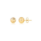 18K Gold Layered 8 mm Texturized Stud Ball Push Back Earrings 21.0233