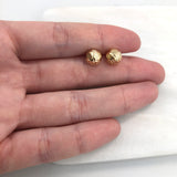 18K Gold Layered 8 mm Texturized Stud Ball Push Back Earrings 21.0233