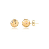 18K Gold Layered 10 mm Texturized Stud Ball Push Back Earrings 21.0234