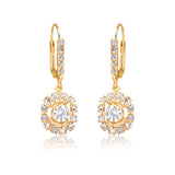 18K Gold Layered Clear Cubic Zirconia Lever Back Earrings 21.0238/1