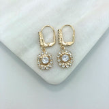 18K Gold Layered Clear Cubic Zirconia Lever Back Earrings 21.0238/1