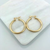 18K Gold Layered Oro Laminado 29 mm Cylinder Hoops Wholesale 21.0248