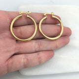18K Gold Layered Oro Laminado 29 mm Cylinder Hoops Wholesale 21.0248