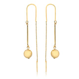 18K Gold Layered 10 mm Ball Drop Long Threader Earrings 21.0279