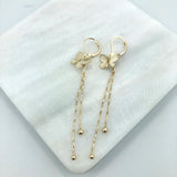 18K Gold Layered Butterfly Design Dangle Leverback Earrings 21.0283