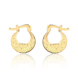 18K Gold Layered 15mm Flowers Engraving Design Half Moon Shape Hoops 21.0289