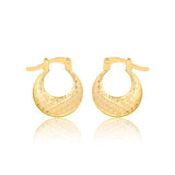 18K Gold Layered 15 mm Texturized Plaid Half Moon Shape Hoops 21.0290