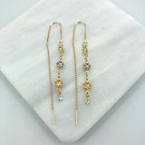 18K Gold Layered Assorted Clover Colors Long Threader Earrings 21.0298/17