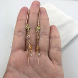 18K Gold Layered Assorted Clover Colors Long Threader Earrings 21.0298/17