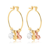 18K Gold Layered 25 mm Cylinder Hoops with Tri-Tones Elephants Drop 21.0307