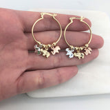 18K Gold Layered 25 mm Cylinder Hoops with Tri-Tones Elephants Drop 21.0307