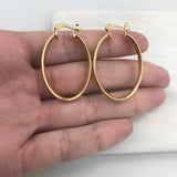 18K Gold Layered 24 mm Flat Oval Hoops 21.0311