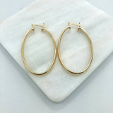 18K Gold Layered 30 mm Oval Flat Hoops 21.0312