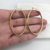 18K Gold Layered 30 mm Oval Flat Hoops 21.0312