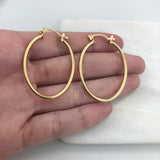 18K Gold Layered 29 mm Oval Cylinder Hoops 21.0316