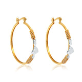 18K Gold Layered 35 mm Two Tone Cylinder Hoops with Heart In The Middle 21.0318