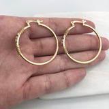 18K Gold Filled Oro Laminado 35 mm Two Tone Cylinder Hoops with Heart In The Middle Wholesale 21.0318