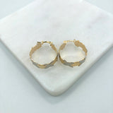 18K Gold Layered 21 mm Two Tone X Link Hoops 21.0321